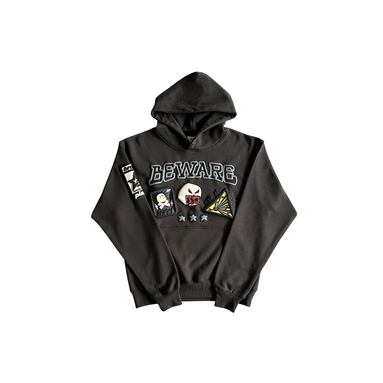 Broken Planet Beware Hoodie - (SOOT BLACK)