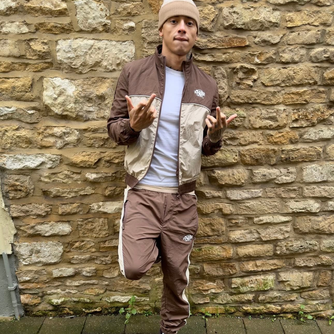 Syna World Shell Suit Jacket - (BROWN/CREAM) EXCLUSIVITY 21DRIPZZ