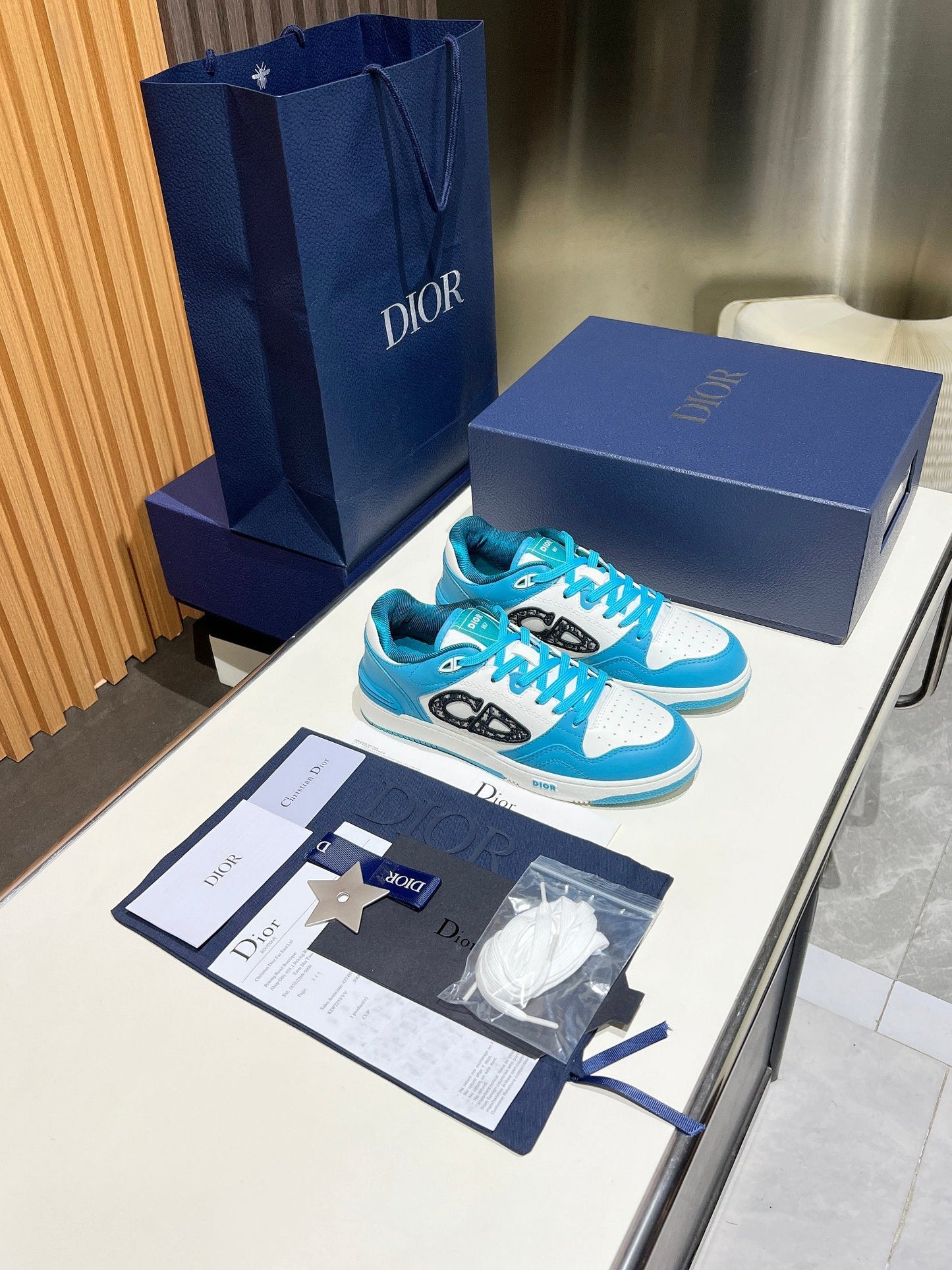 Dior B57 Low Teal/White