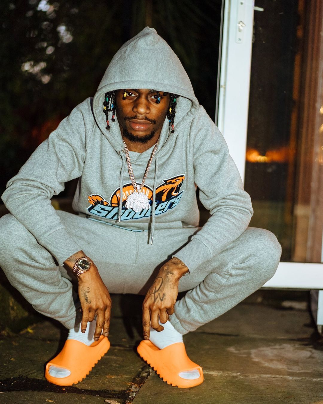Trapstar Shooters Hoodie Tracksuit - (GREY/ORANGE)