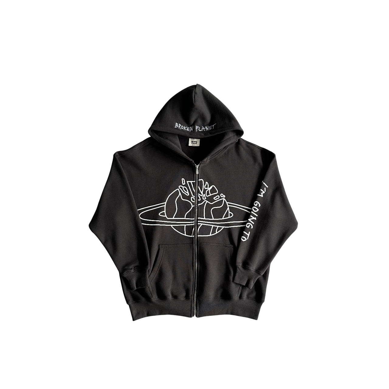 Broken Planet Going To Outer Space Zip Hoodie - (BLACK)