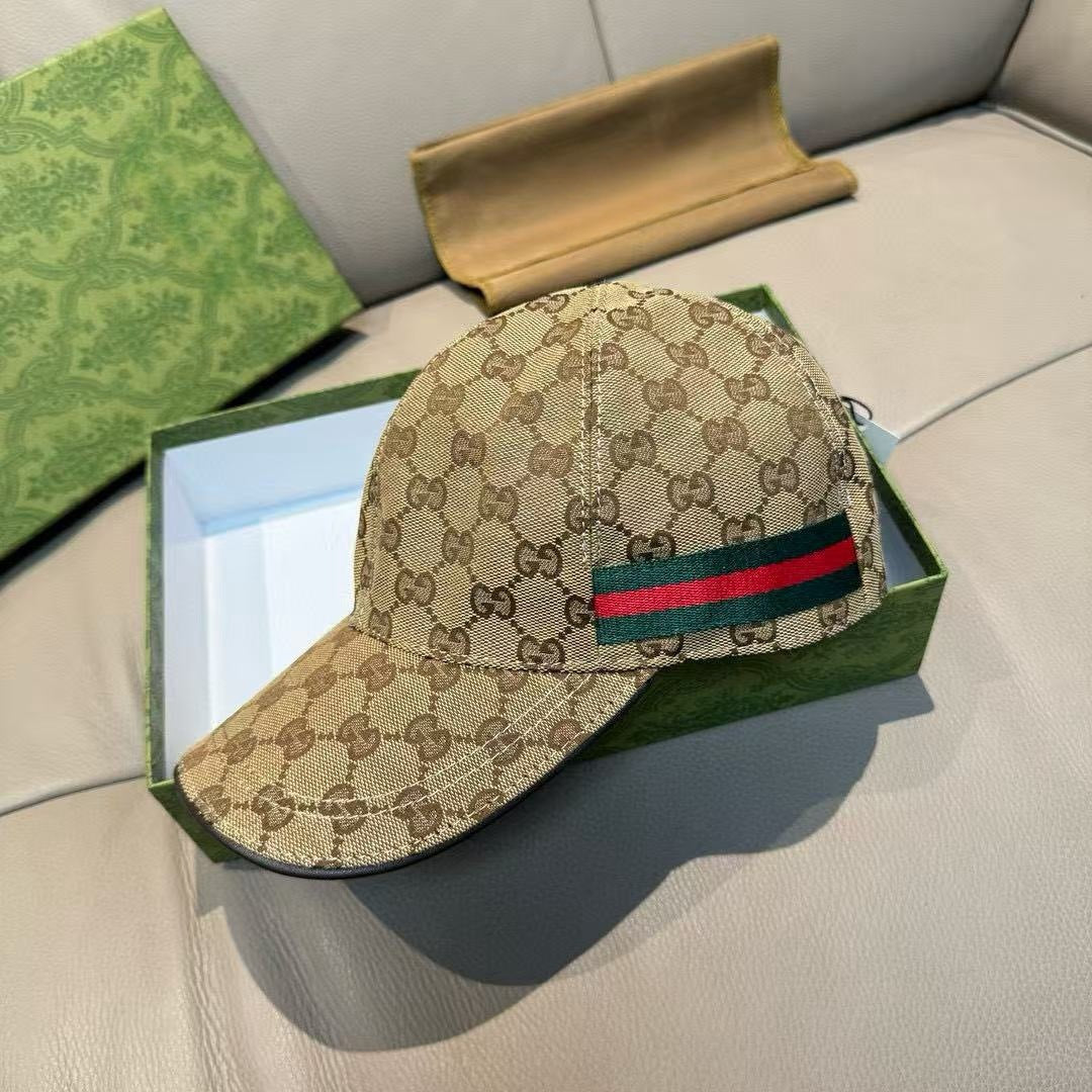 Gucci Web Stripe Detail Baseball Cap - (KHAKI)