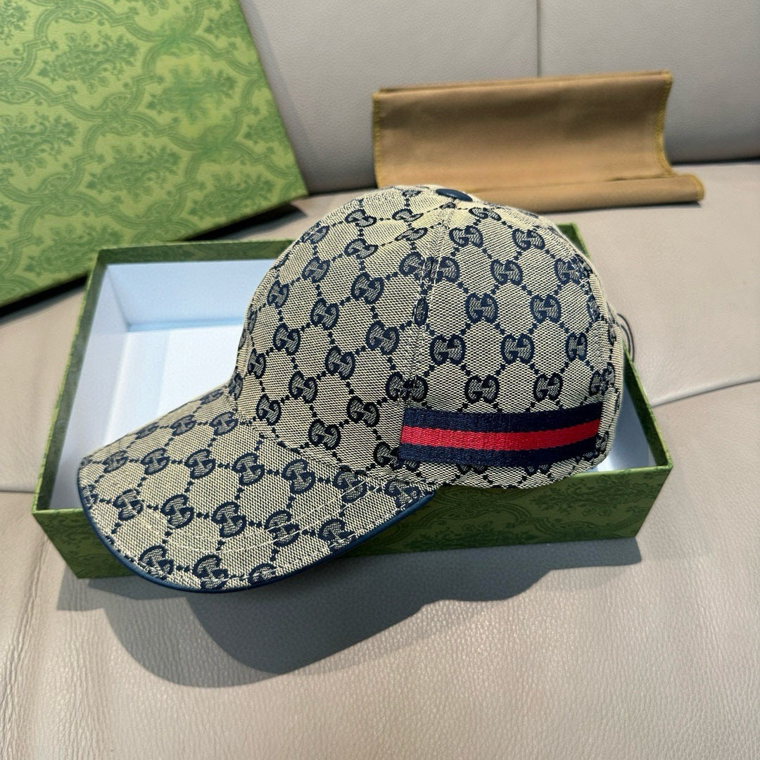 Gucci Web Stripe Detail Baseball Cap - (GREY)