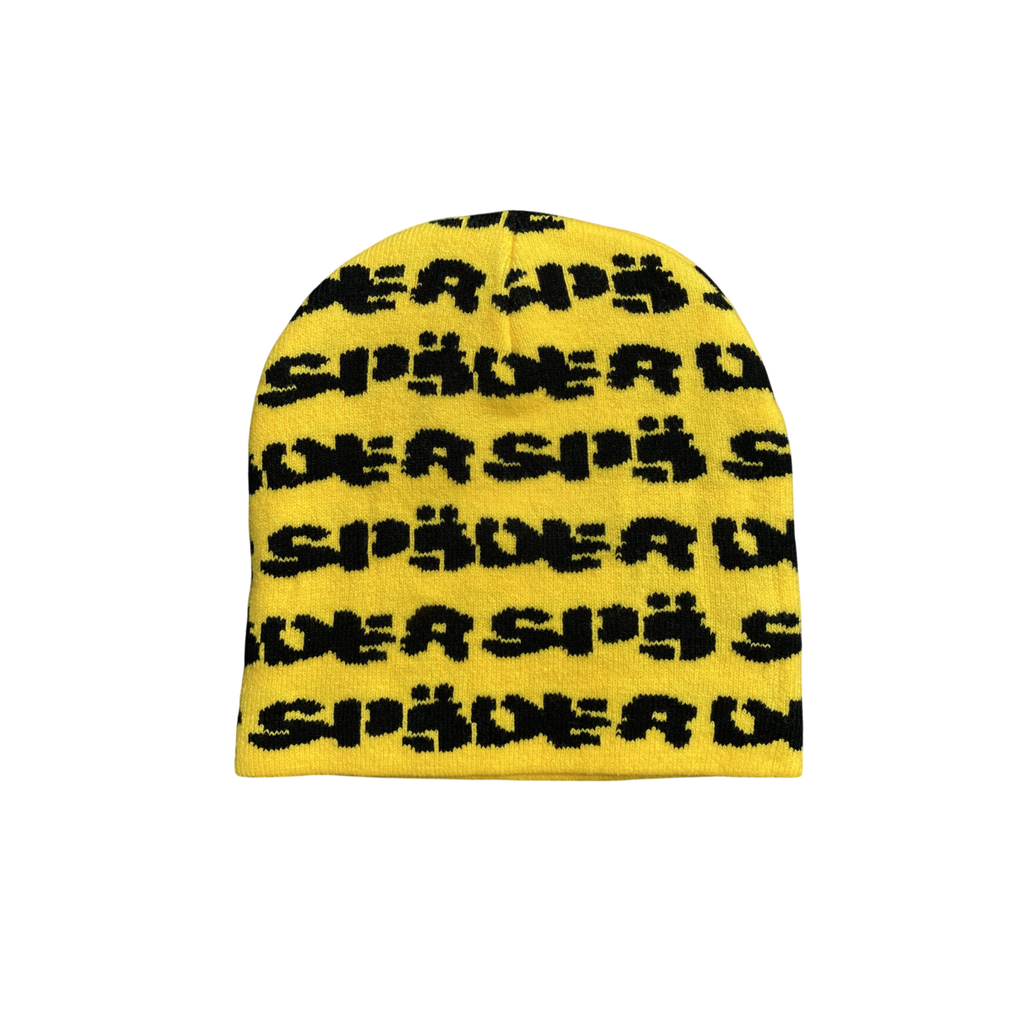 Sp5der Fuzzy Skully Beanie - (YELLOW/BLACK)