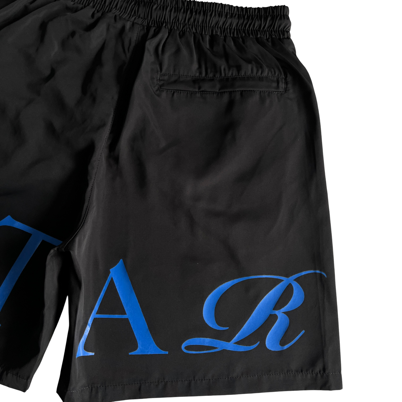 Trapstar Script Swimming Short - (BLACK/DAZZLING BLUE)