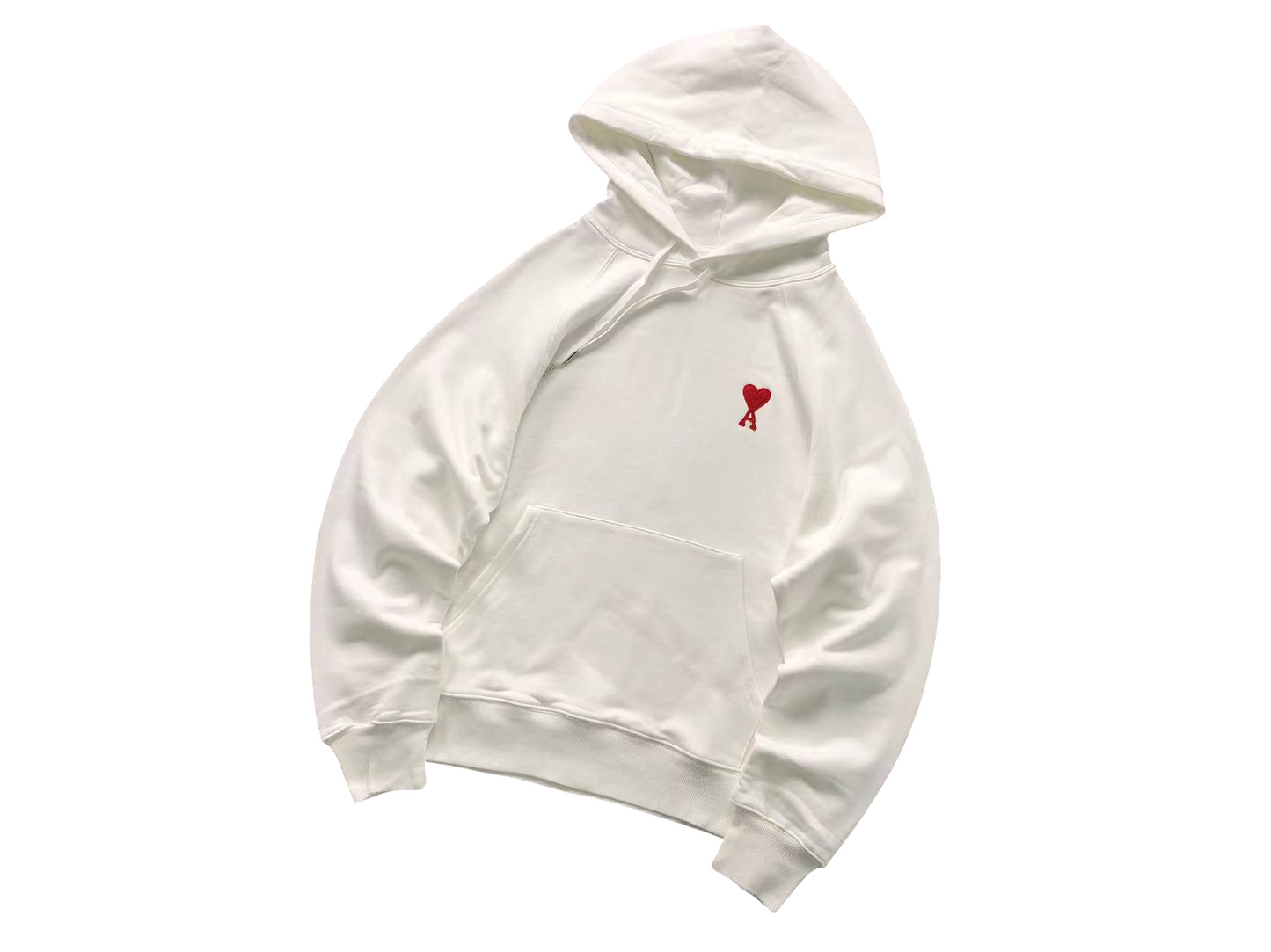 AMI Paris Red Heart Hoodie - (WHITE)