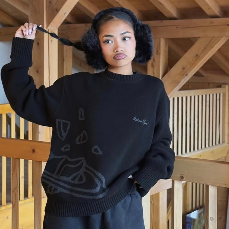 Broken Planet Outer Space Sweater - (BLACK/WHITE)