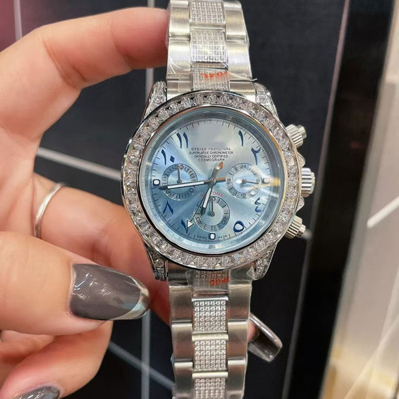 RoIex Daytоna Diamond Bezel IceBlue Arabic Dial