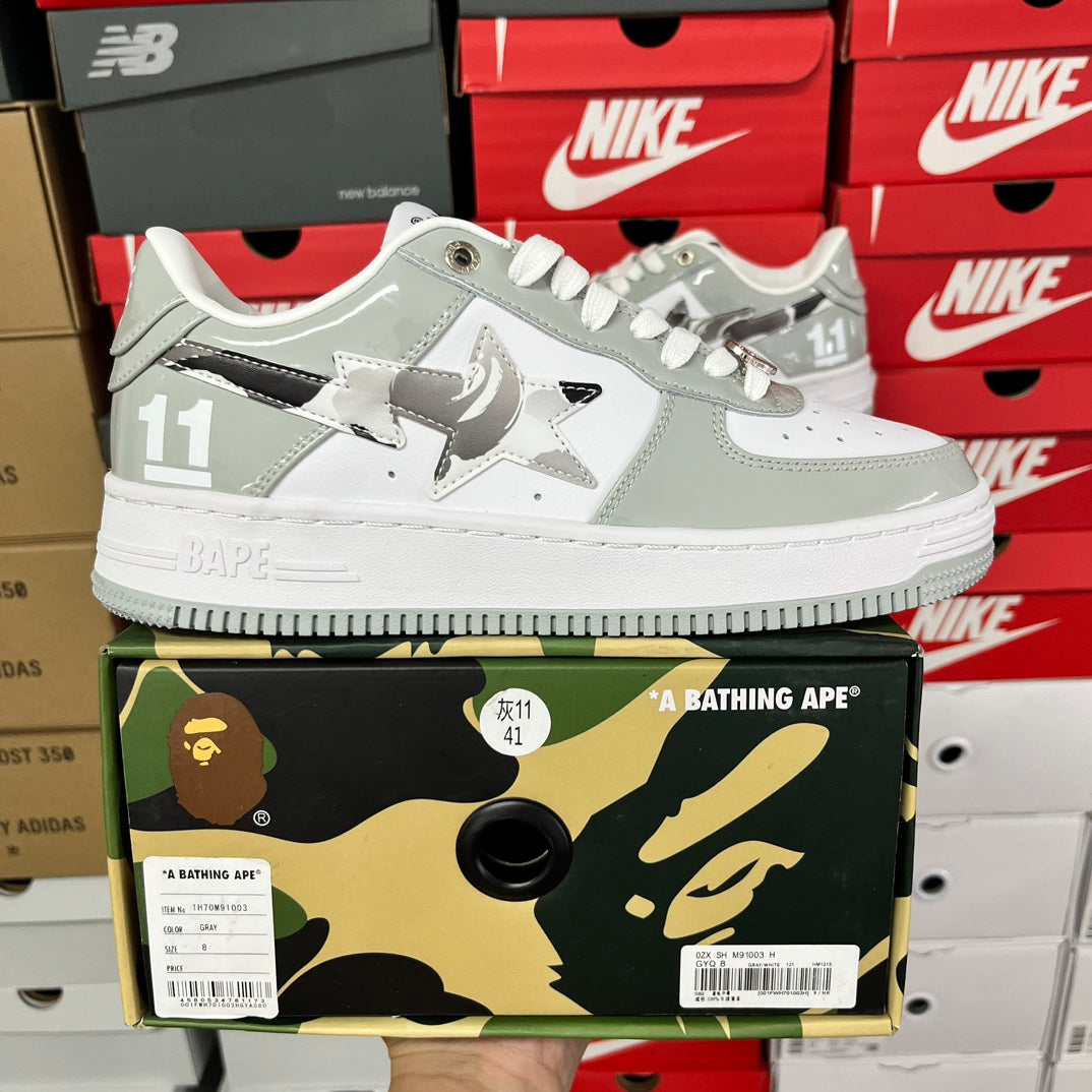 A Bathing Ape Bapesta 11 - (GREY/WHITE)