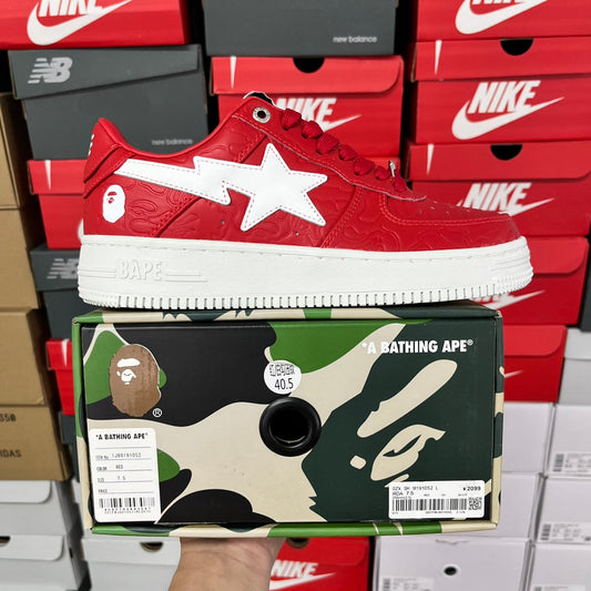 A Bathing Ape Bapesta Motif - (RED/WHITE)