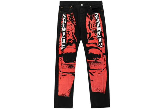 Sp5der Painted Moto Denim Jeans - (BLACK)