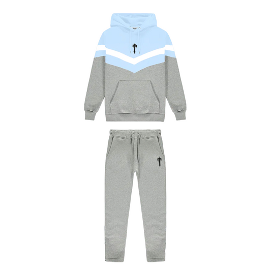 Trapstar V Stripe Tracksuit - (CASHMERE BLUE/WHITE/MARL GREY)