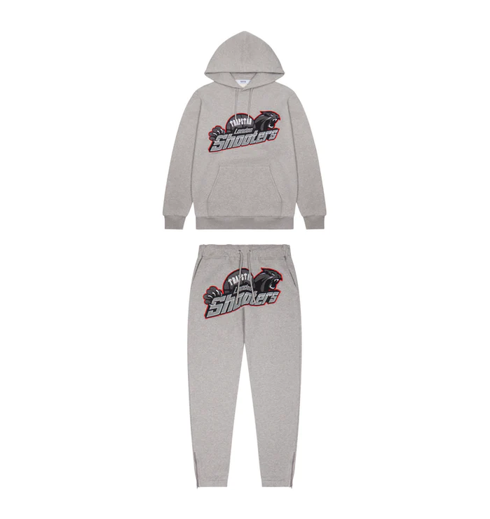 Trapstar Shooters Hoodie Tracksuit - (GREY/RED)
