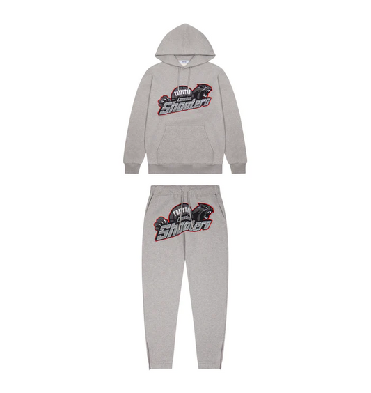 Trapstar Shooters Hoodie Tracksuit - (GREY/RED)
