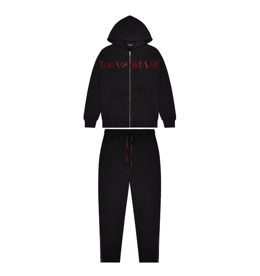Trapstar Script Zip Through Tracksuit - (BLACK/ZINFANDEL)