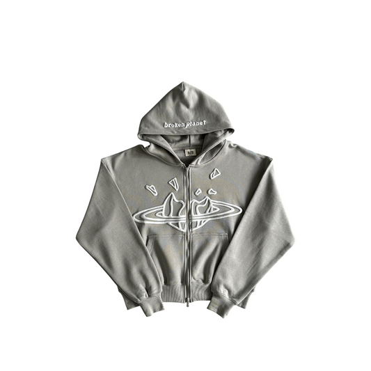 Broken Planet Classic Zip Hoodie - (STONE GREY)