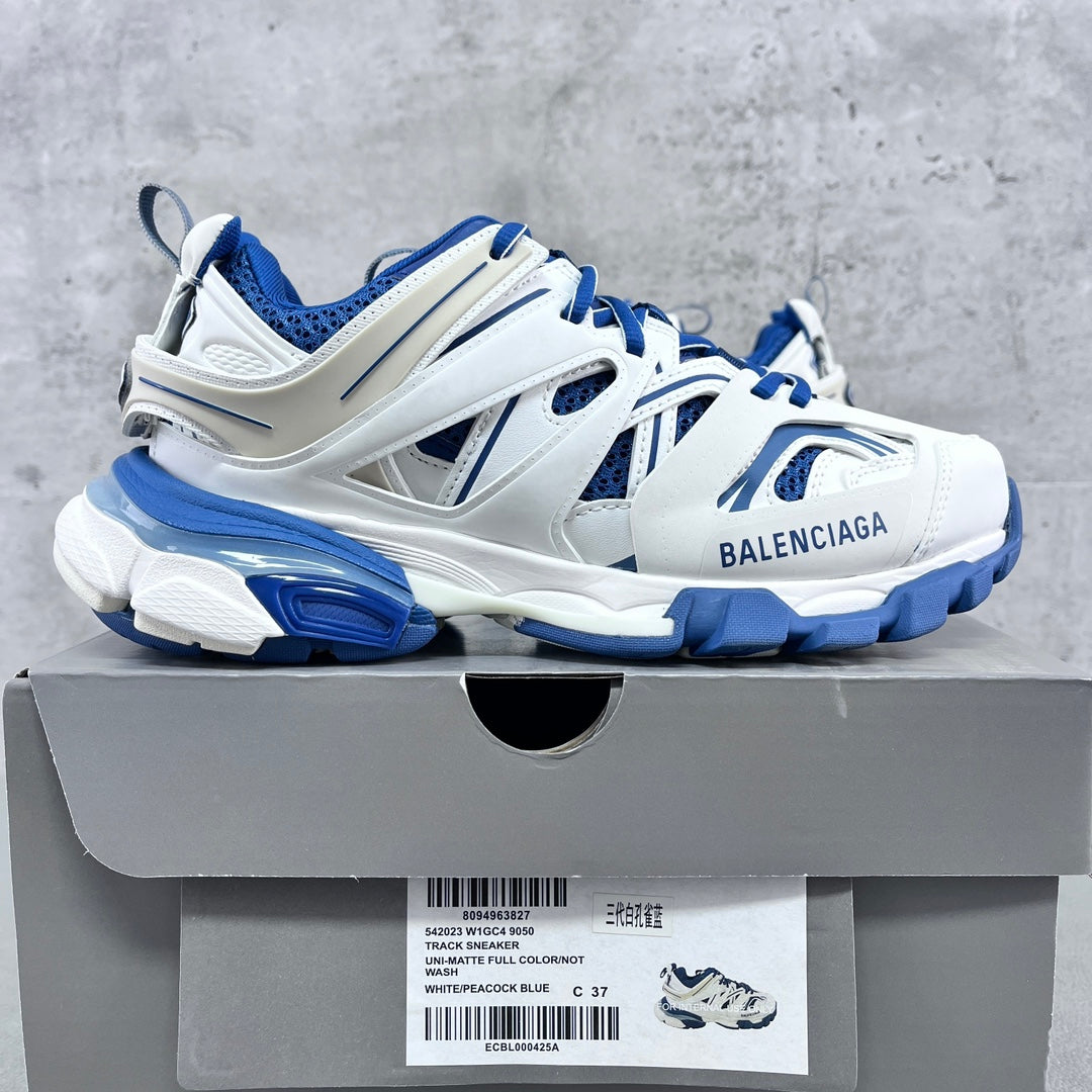 Balenciaga Track 3.0 - (WHITE/PEACOCK BLUE)