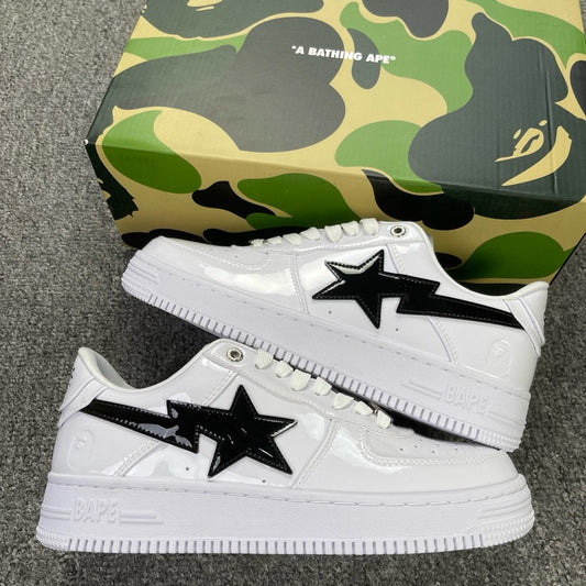 A Bathing Ape Bapesta - (SHINY WHITIE/SHINY BLACK)