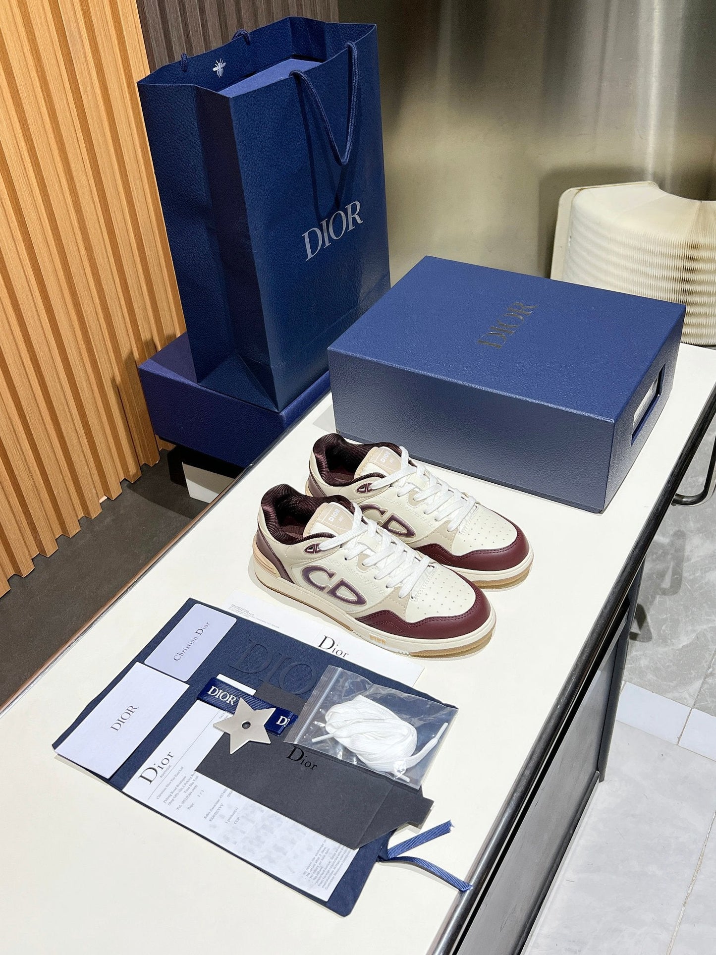 Dior B57 Low Burgundy/Cream/White