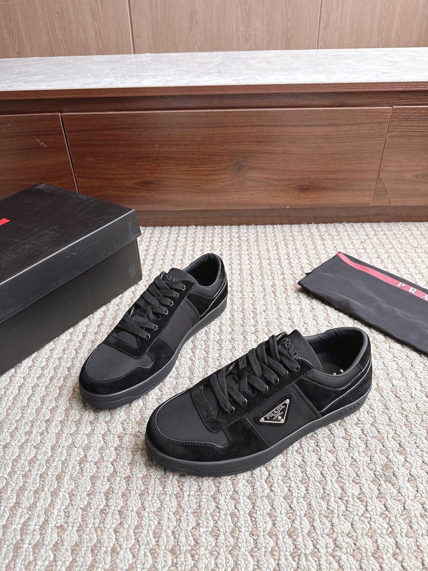 Prada Downtown Leather Suede Black
