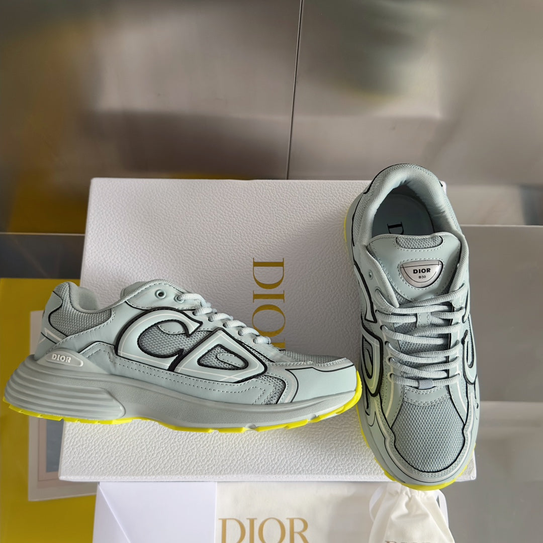 Dior B30 Ice Grey/Neon Yellow