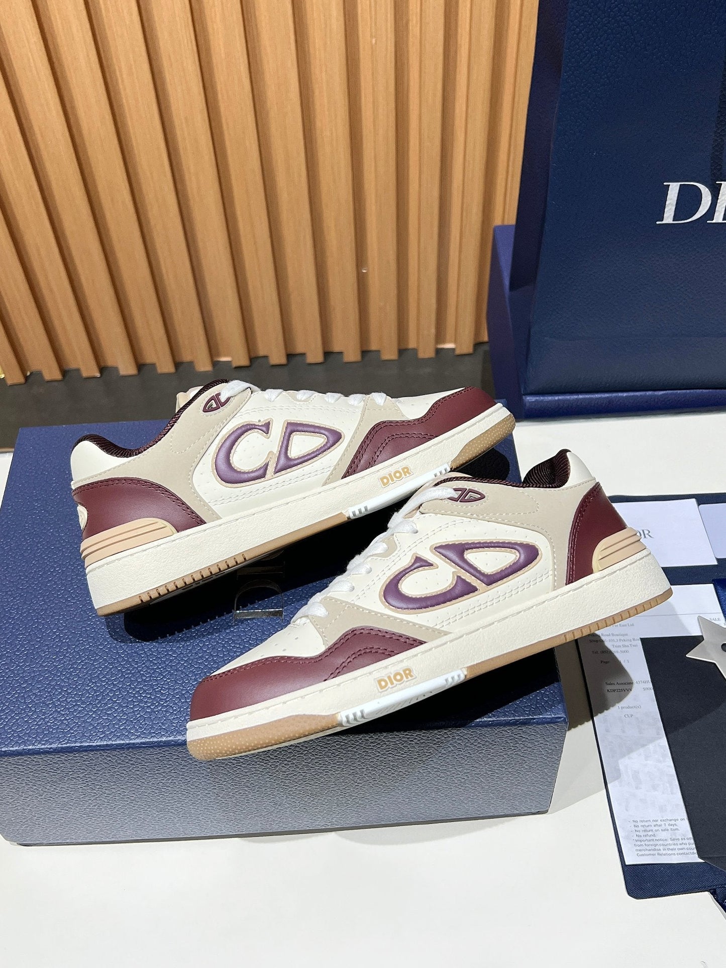 Dior B57 Low Burgundy/Cream/White