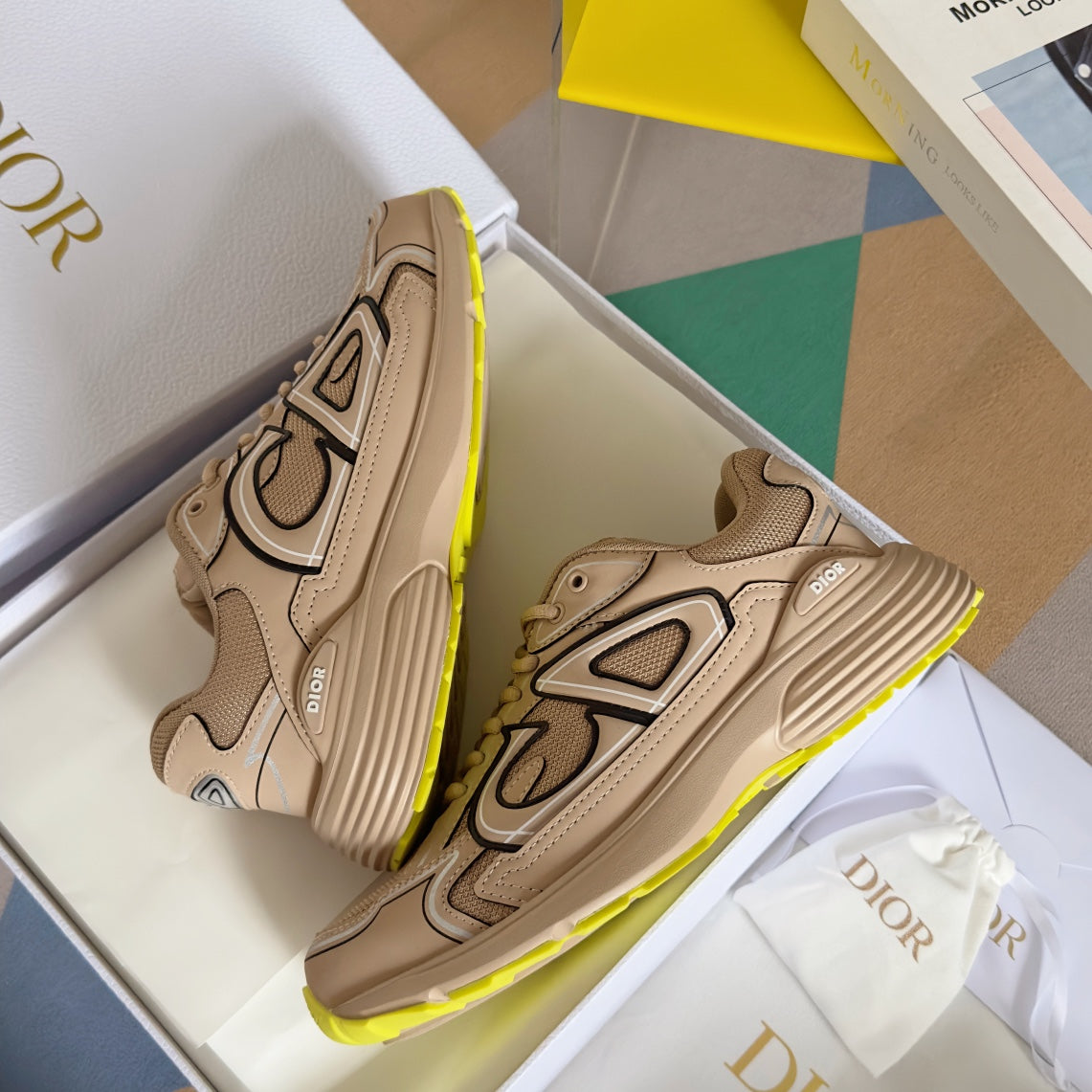 Dior B30 Beige/Neon Yellow