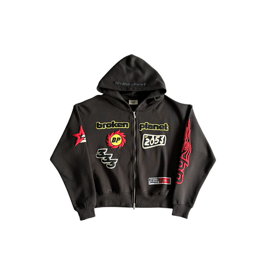 Broken Planet 2053 Zip Hoodie - (SOOT BLACK)