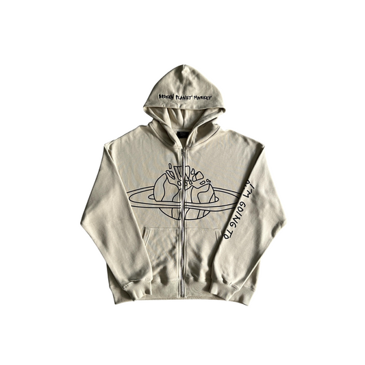 Broken Planet Going To Outer Space Zip Hoodie - (APRICOT)