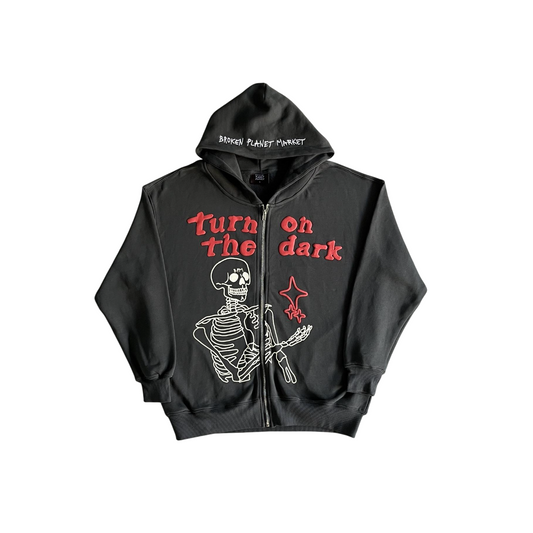 Broken Planet Turn On The Dark Zip Hoodie - (BLACK/RED)