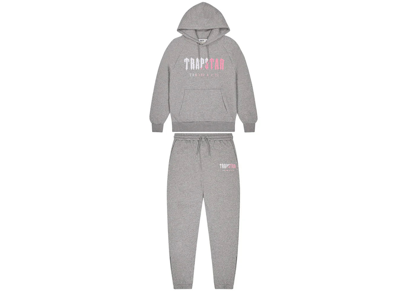 Trapstar Chenille Decoded Hoodie Tracksuit Grey/Pink