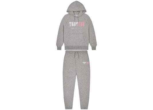 Trapstar Chenille Decoded Hoodie Tracksuit Grey/Pink