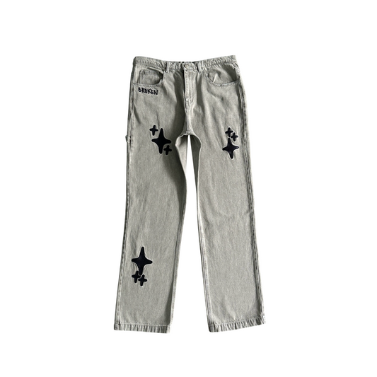 Broken Planet Stars Jeans - (GREY/BLACK)