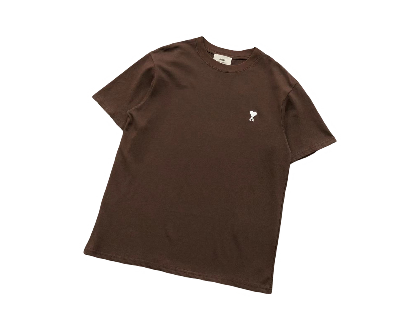 AMI Paris White Heart Tee - (BROWN)