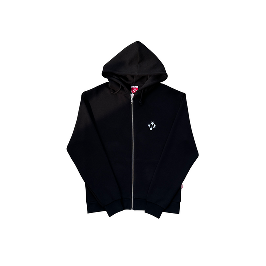 99Based Logo Waffle Zip Hoodie - (BLACK)