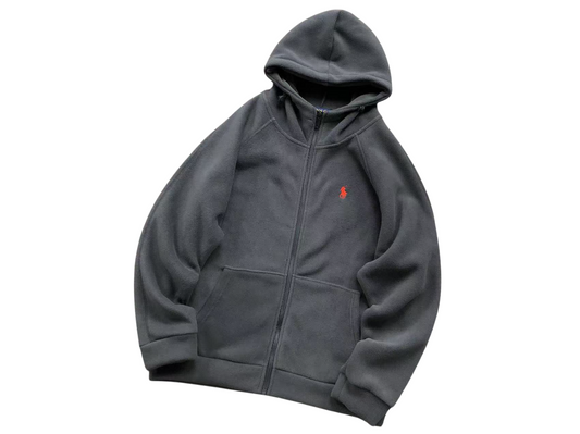 Ralph Lauren Sherpa Zip Hoodie - (GREY/RED)